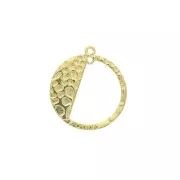 Pendentif rond martelé semi-ajouré 2 anneaux en zamac 24.5x22 mm - Doré à l'or fin x1