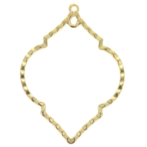 Pendentif losange texturé 2 anneaux en zamac 51.5x38 mm - Doré à l'or fin x1