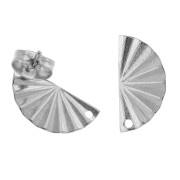 Clous d'oreilles demi-cercle effet plissé 15x7 mm avec 1 trou - Acier inox x2|raw }}