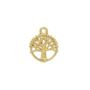 Breloque ronde Arbre de vie en zamac 12x10 mm - Doré à l'or fin x1