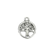 Breloque ronde Arbre de vie en zamac 12x10 mm - Placage Argent fin vieilli x1