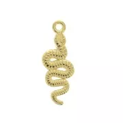 Breloque serpent en zamac 24x8.5 mm - Doré à l'or fin x1