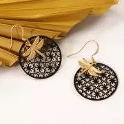 Breloque libellule en zamac 17.5x18 mm - Doré à l'or fin x1