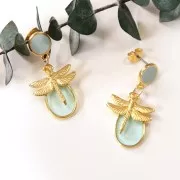 Breloque libellule en zamac 17.5x18 mm - Doré à l'or fin x1