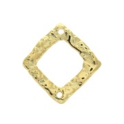 Intercalaire losange martelé évidé 2 trous 20x19 mm - Doré à l'or fin x1|raw }}
