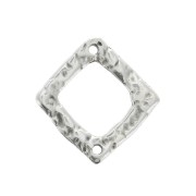 Intercalaire losange martelé évidé 2 trous 20x19mm - Placage Argent fin vieilli x1|raw }}