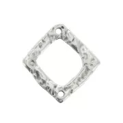 Intercalaire losange martelé évidé 2 trous 20x19mm - Placage Argent fin vieilli x1