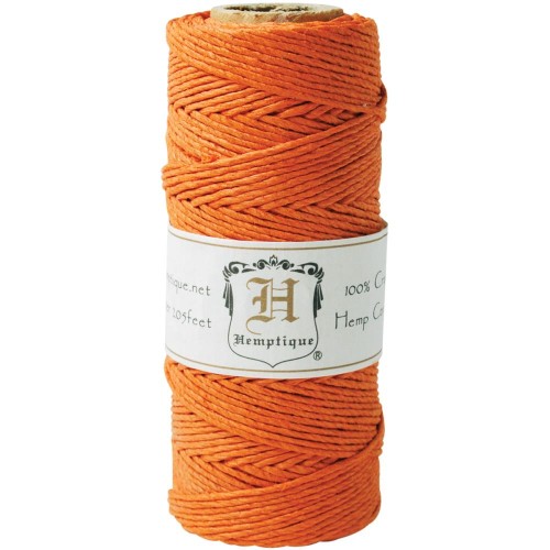 Bobine de 62 mètres de fil de chanvre Hemp Cord 1.1 mm Orange