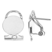 Clous d'oreilles plateau - clips de sécurité Omega 12 mm - Placage argent fin x2|raw }}