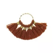 Mini pendentif éventail pompons imitation coton 15x20 mm Rouille - Doré x1