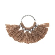 Mini pendentif éventail pompons imitation coton 15x20 mm Sienne - Argenté x1|raw }}