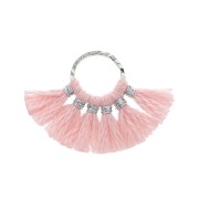 Mini pendentif éventail pompons imitation coton 15x20 mm Rose - Argenté x1|raw }}