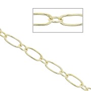 Chaîne maille fantaisie ovale alternée (1x1) 3 mm - Doré à l'or fin x1m