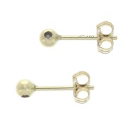 Clous d'oreilles boule 3 mm avec stoppeur en Gold filled (or laminé)  x2