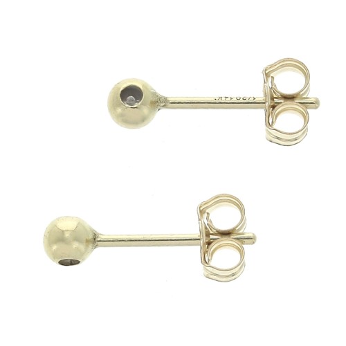 Clous d'oreilles boule 3 mm avec stoppeur en Gold filled (or laminé)  x2