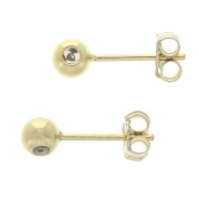 Clous d'oreilles boule 4 mm avec stoppeur en Gold filled (or laminé)  x2