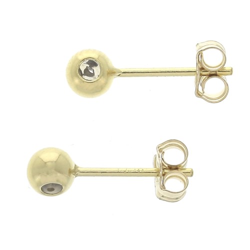 Clous d'oreilles boule 4 mm avec stoppeur en Gold filled (or laminé)  x2