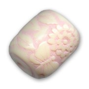 Perle cylindrique relief fleur 20x17 mm Light Rose x1