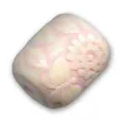 Perle cylindrique relief fleur 20x17 mm Light Rose x1