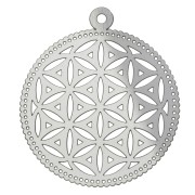 Pendentif léger ajouré - Fleur de vie 32x28 mm - Acier inox x1|raw }}