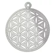 Pendentif léger ajouré - Fleur de vie 32x28 mm - Acier inox x1