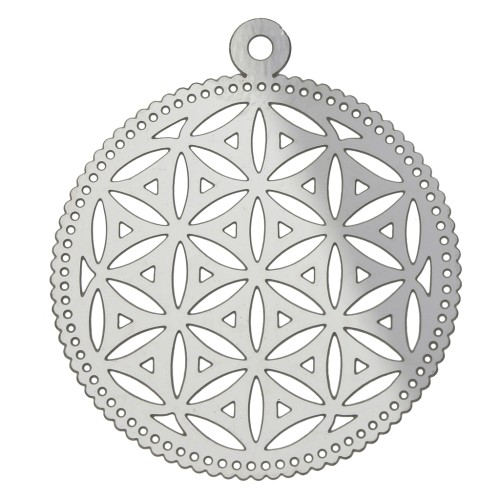 Pendentif léger ajouré - Fleur de vie 32x28 mm - Acier inox x1