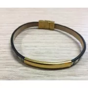 Poussoir tube légèrement incurvé 35x6 mm en laiton pour lacet 5 mm - Doré à l'or fin x1