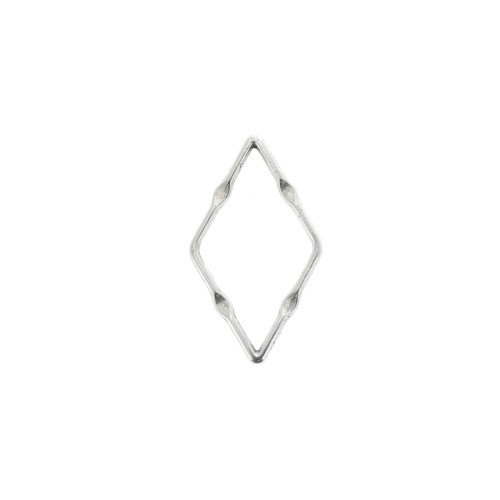 Intercalaire losange travaillé 23x13 mm en zamac - Placage Argent fin vieilli x1