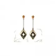 Intercalaire losange travaillé 23x13 mm en zamac - Placage Argent fin vieilli x1