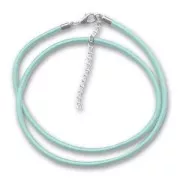 Tour de cou soie 3 mm aquamarine x1