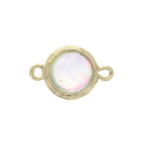 Intercalaire rond 2 anneaux Imitation Opale blanc 19x12 mm Doré x1