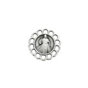 Intercalaire rond 14 anneaux en zamac motif Vierge 15mm Placage Argent fin vieilli x1|raw }}