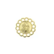 Intercalaire rond 14 anneaux en zamac motif Vierge 15mm - Doré à l'or fin x1