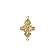 Intercalaire losange travaillé 2 anneaux motif fleuri 19x12 mm - Doré à l'or fin x1