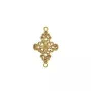 Intercalaire losange travaillé 2 anneaux motif fleuri 19x12 mm - Doré à l'or fin x1