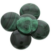 Cabochon rond 25 mm en pierre gemme - Malachite x1