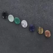 Cabochon ovale facetté 8x6 mm Gold Stone - Imitation Pierre de soleil x1