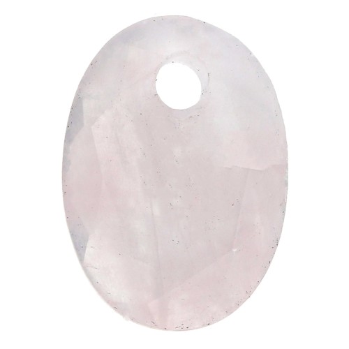 Pendentif facetté ovale 14x10 mm en pierre gemme - Quartz rose x1
