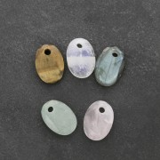 Pendentif facetté ovale 14x10 mm en pierre gemme - Quartz rose x1