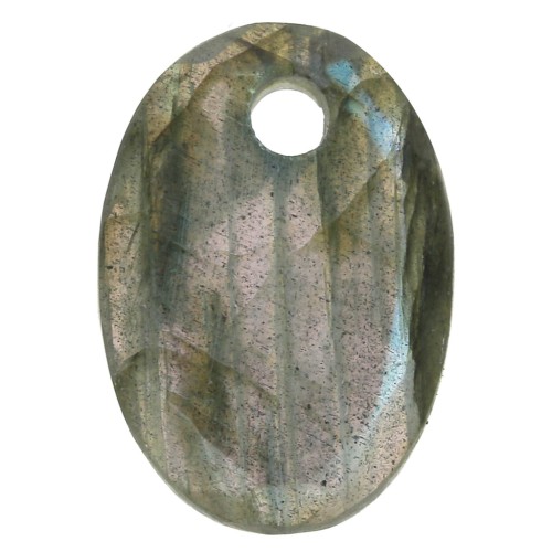 Pendentif facetté ovale 14x10 mm en pierre gemme - Labradorite x1
