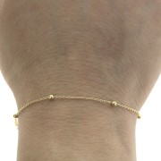 Chaîne maille forçat alternée perles rondes 2.5mm (1x3) Plaqué Or 3 microns x50cm