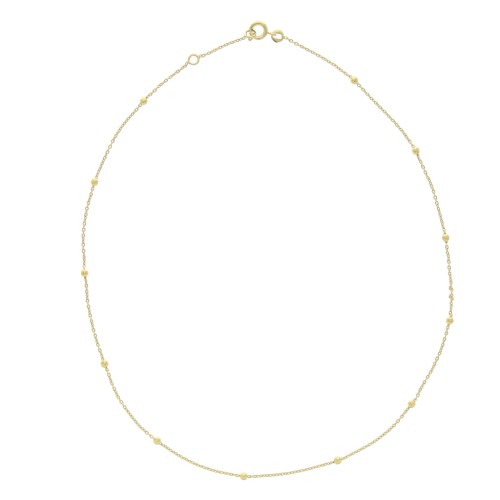 Tour de cou maille forçat alternée perles 2.5 mm (1x3) Plaqué Or 3 microns x42 cm