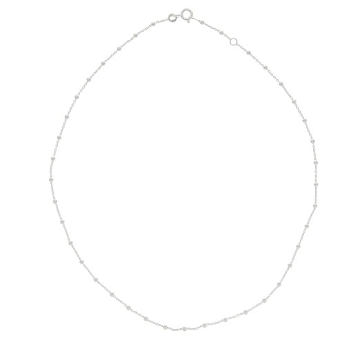 Tour de cou maille forçat alternée perles rondes 2.5 mm (1x1) - Argent 925 x42 cm