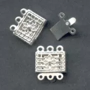 Fermoir 3 rangs 10 mm argenté x2