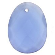 Pendentif facetté ovale 20x15 mm en pierre gemme - Calcedoine Bleue x1