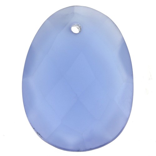 Pendentif facetté ovale 20x15 mm en pierre gemme - Calcedoine Bleue x1