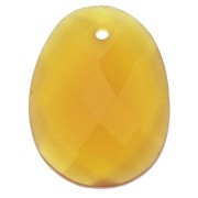 Pendentif facetté ovale 20x15 mm en pierre gemme - Calcédoine Jaune x1