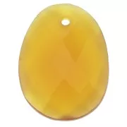 Pendentif facetté ovale 20x15 mm en pierre gemme - Calcédoine Jaune x1