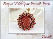 Cabochon rond en verre par Puca® 25 mm Opaque Red Coral Tweedy x1