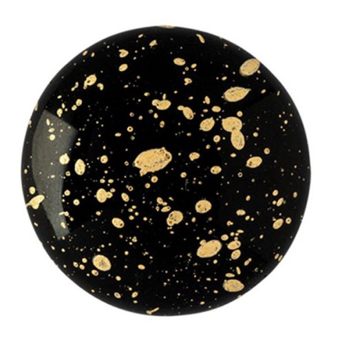 Cabochon rond en verre par Puca® 25 mm Jet Gold Splash x1